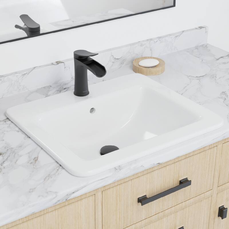 Karran Valera 21" Rectangular Top Mount Vitreous China Bathroom Sink in White