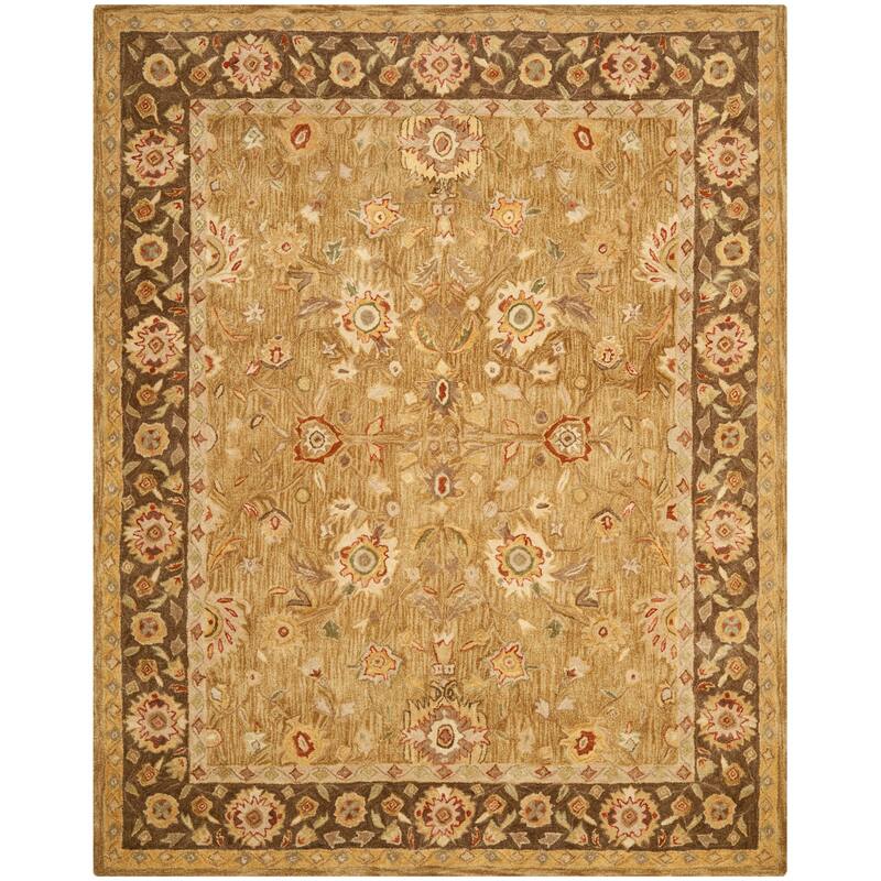 SAFAVIEH Handmade Taj Mahal Layla Traditional Oriental Wool Rug - 5'6" x 8'6" - Gold/Chocolate