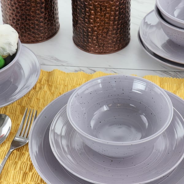 Gibson Elite Ramapo 12Pc Stoneware Dinnerware Set in Purple Speckle