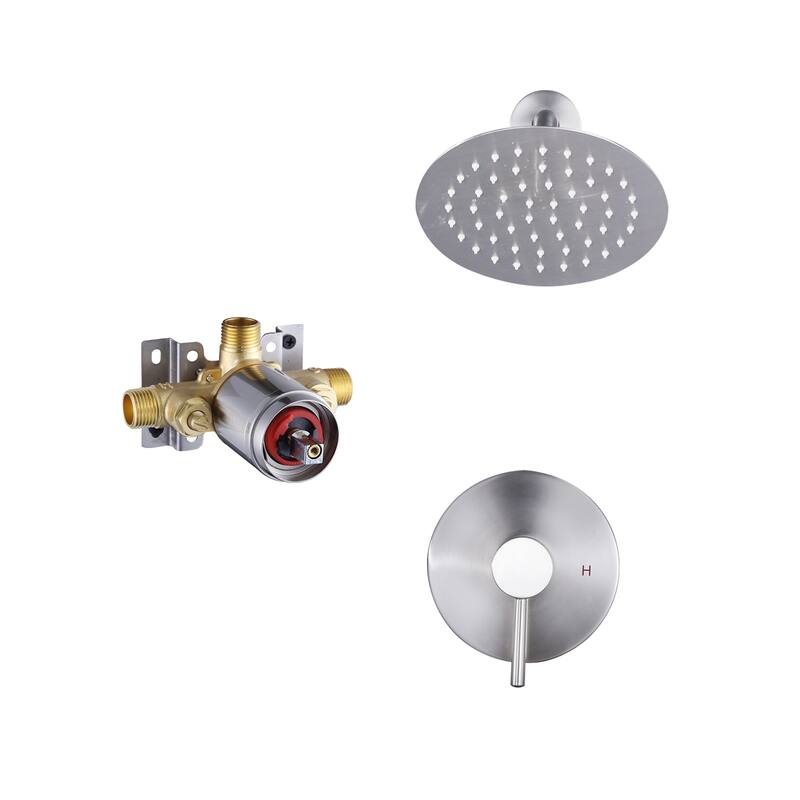 WOWOW Wall Mounted Bathroom Shower Faucet Valve Included - Brushed Nickel