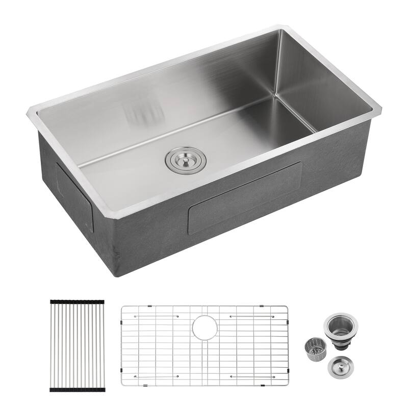 Undermount Single Bowl Stainless Steel Kitchen Sink with Workstation