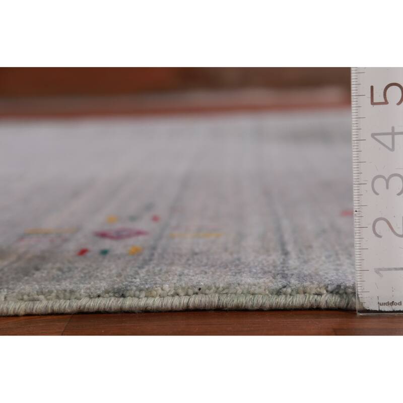 Hand Knotted Oriental 100% Wool Carpet Tribal Tribal Greys & Charcoal Gabbeh Area Rug - 12' 2'' X 8' 11''