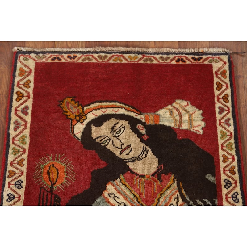 Tribal Red Shiraz Persian Vintage Square Rug Handmade Wool Carpet - 1'11" x 1'11"