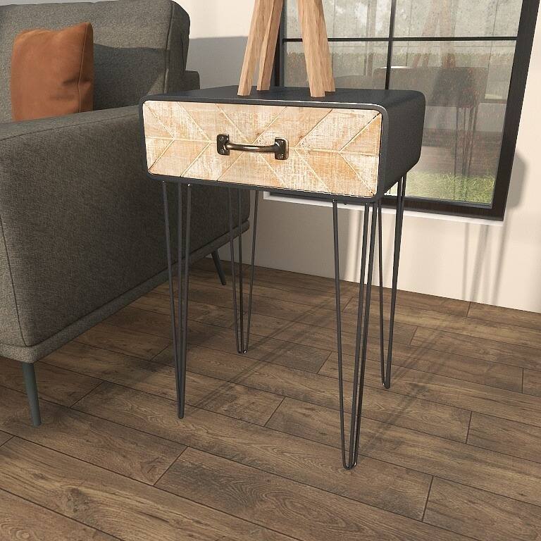 Black Metal Modern Accent Table - 12"W x 17"L x 26"H