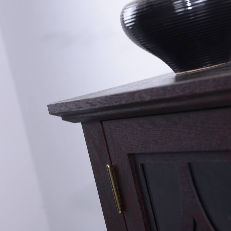 Spacious size sideboard 2 clear tempered glass doors buffet with adjustable shelf, MDF storage cabinet for dinning room