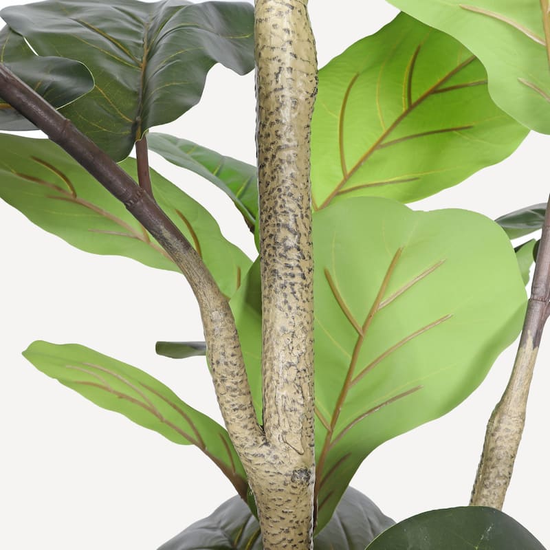 7" Artificial Fiddle Leaf Fig Tree in Black Plastic Pot