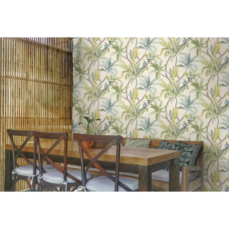 Trailing Palm Non-Pasted Wallpaper – 396in. x 21in. – Covers 56 square feet