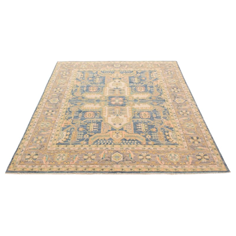 ECARPETGALLERY Hand-knotted Modern Oushak Navy Wool Rug - 8' x 10'
