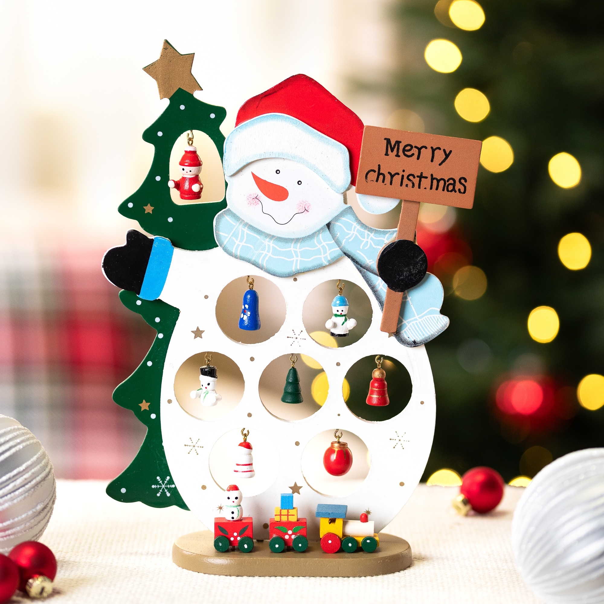 Snowman Cut-Out Miniature Ornaments Merry Christmas Decoration 10.25"
