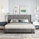 preview thumbnail 11 of 18, Merax Queen Size Linen Upholstered Platform Bed with 3 Drawers Grey