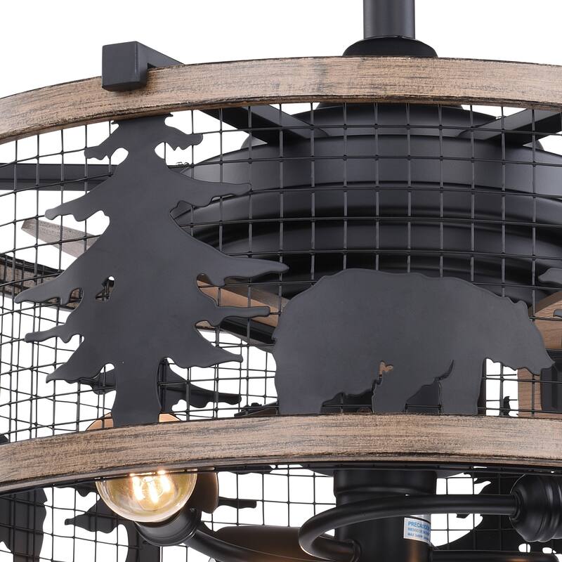 Kodiak 21" Rustic Cage Ceiling Fan with Light Kit and Remote