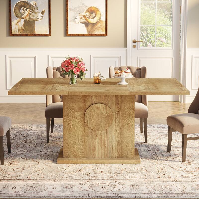 Wood Dinner Table, Kitchen Dining/Living Room Accent Dinner Table Gathering Table