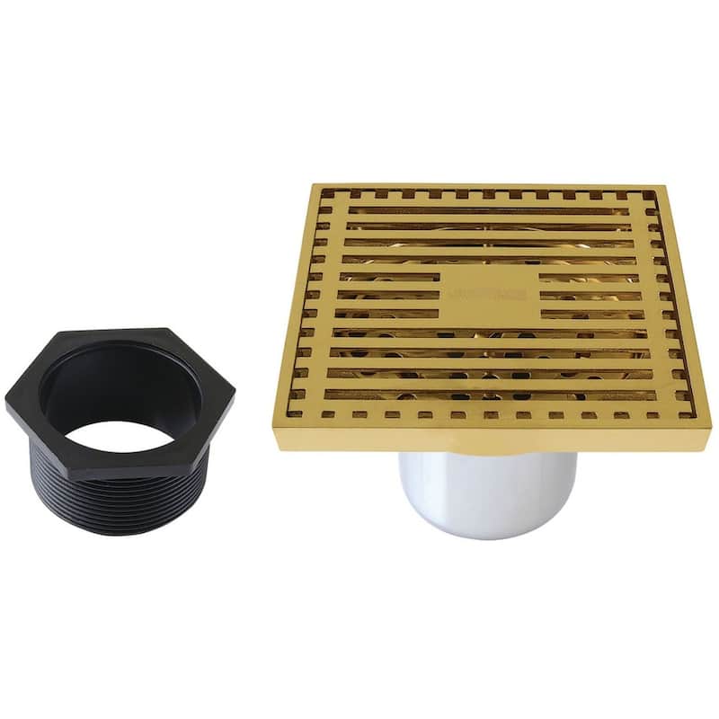 Kingston Brass BSF4464 Watercourse 3-15/16" Square Shower Drain - Brushed Brass
