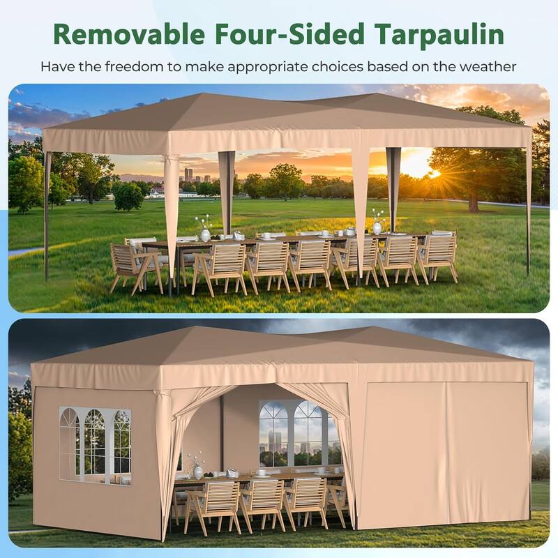 10 x 20 Pop Up Canopy Tent with 6 Sidewalls, Portable Party Canopy with 6 Weight Bag