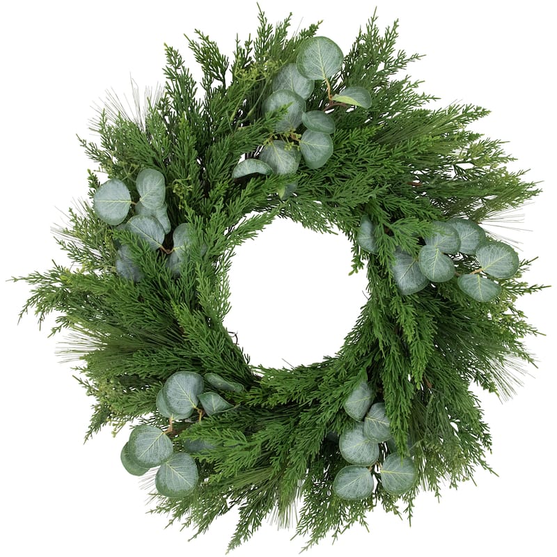 Mixed Pine Eucalyptus Artificial Christmas Wreath 24" Unlit