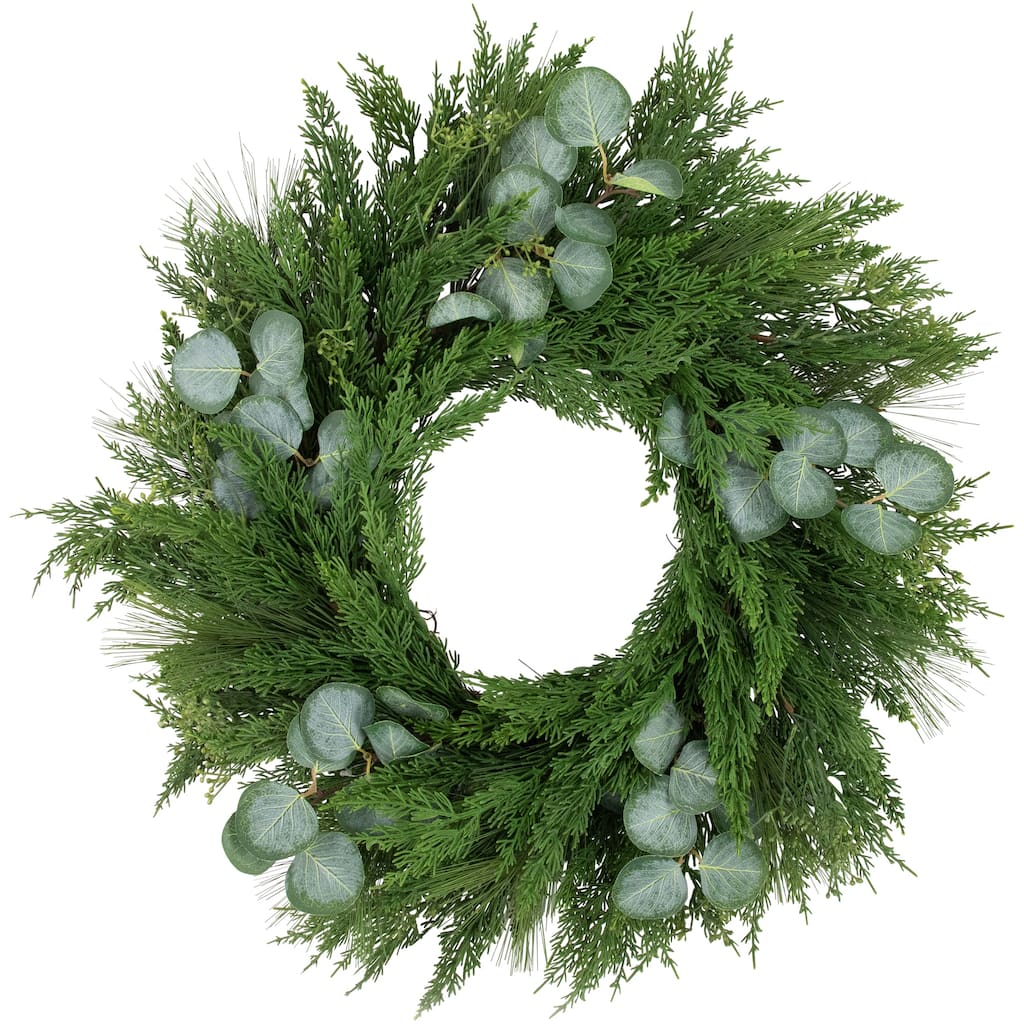 Mixed Pine Eucalyptus Artificial Christmas Wreath 24" Unlit