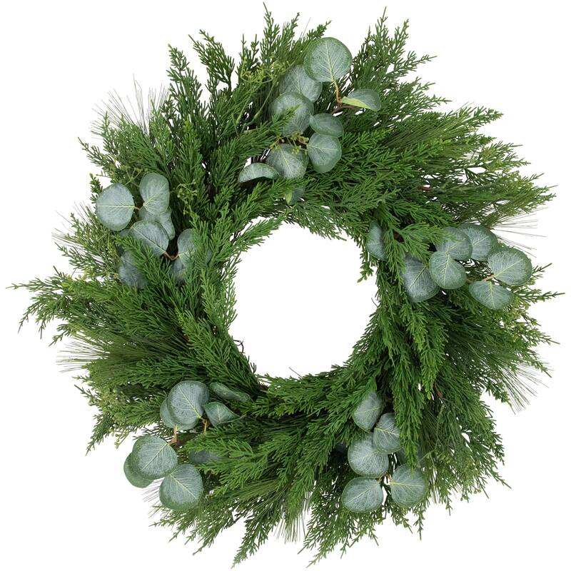 Mixed Pine Eucalyptus Artificial Christmas Wreath 24" Unlit