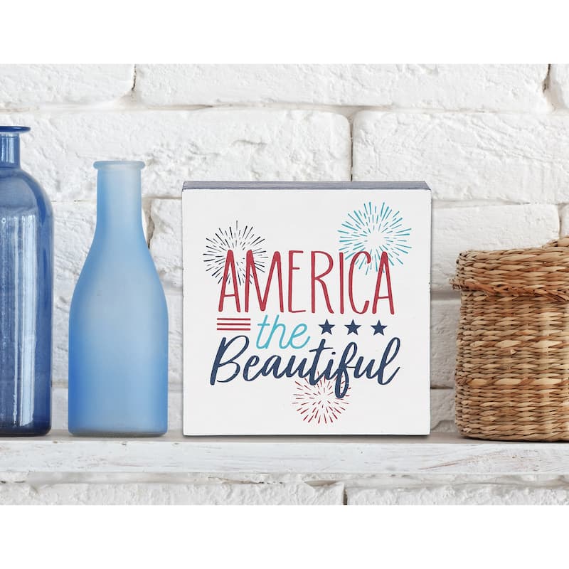 America The Beautiful Fourth of July Shelf Block
