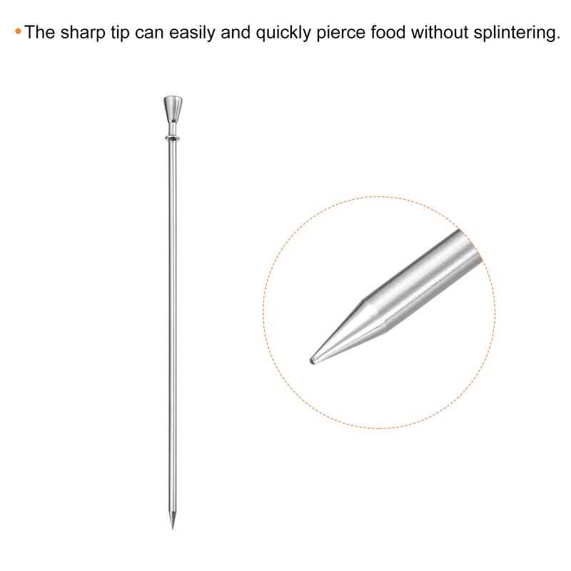 Metal Cocktail Toothpicks Drink Picks Cocktail Skewers 12Pcs - Silver