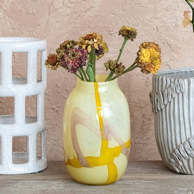 Decorative Glass Vase with Abstract Design