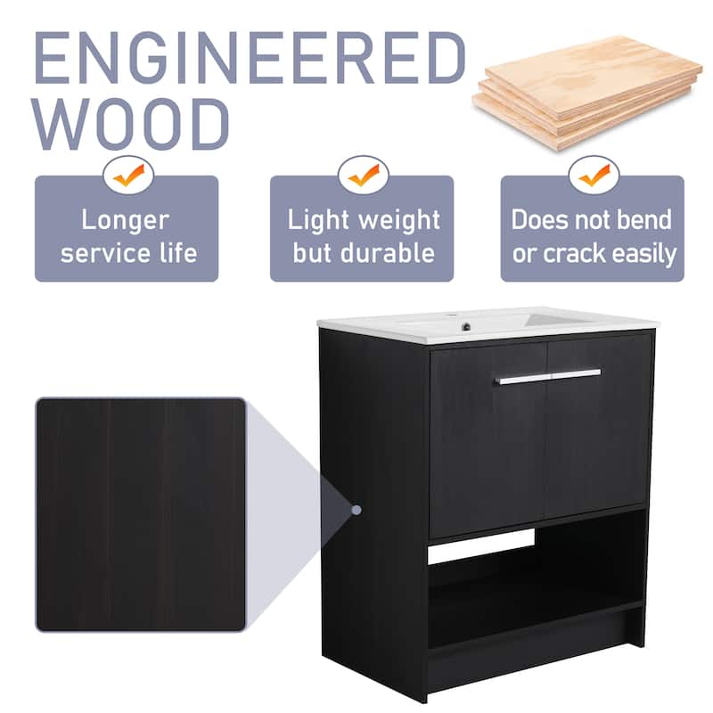 30"/36" FreeStanding Bathroom Vanity with Sink, Floor Stand Bathroom Vanity with Soft Close Door