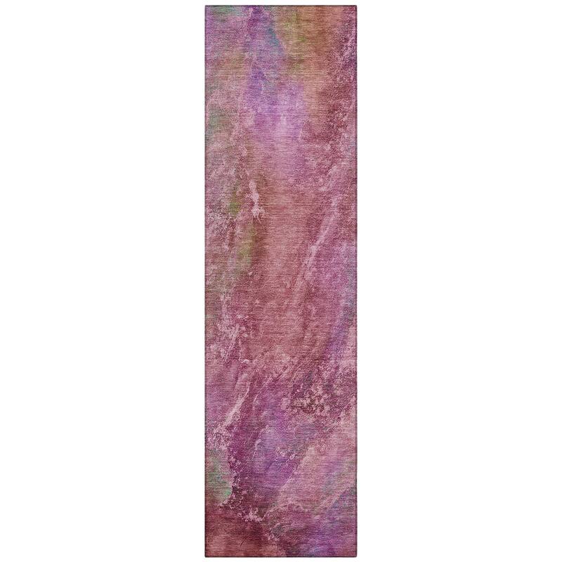 Machine Washable Indoor/ Outdoor Abstract Watercolor Chantille Rug