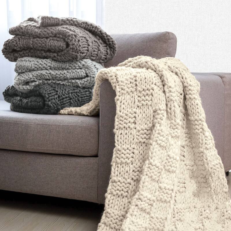 HiEnd Accents Chess Hand Knit Throw, 50"x60"