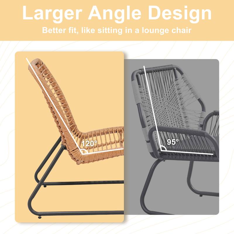 Outdoor Patio Furniture Sets Rattan Wicker Bistro Sets with Cushions (Set of 3) - 23.2"L x 29.5"W x 32.3"H