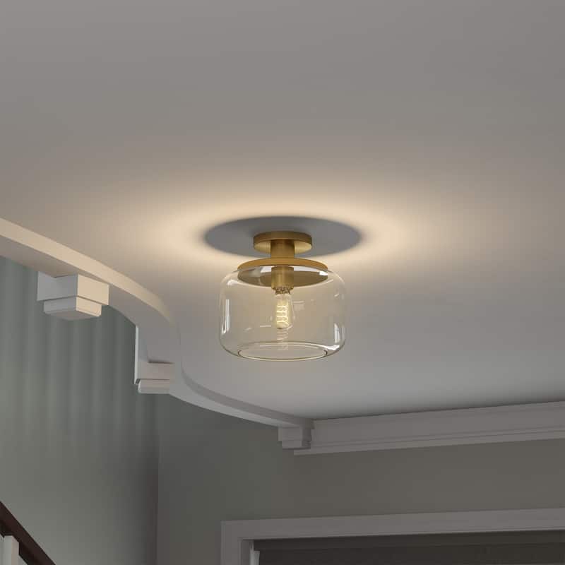 Tatum 11" Wide Semi Flush Mount with Glass Shade
