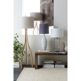 Contemporary Alton Floor Lamp with Natural Finish Wood Base