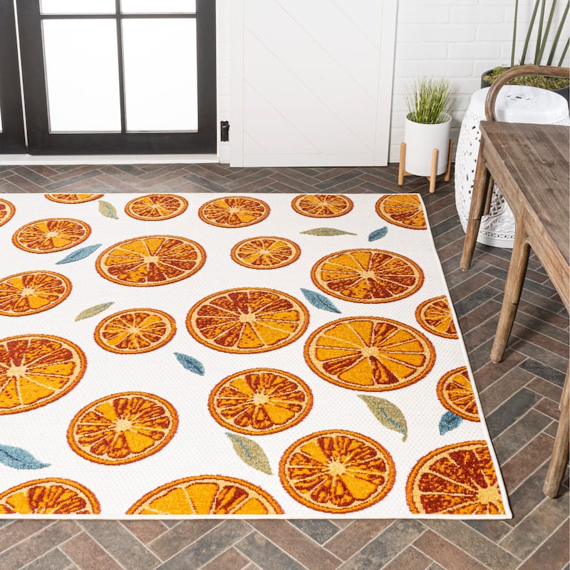 JONATHAN Y Ananas Citrus Slice High-Low Indoor/Outdoor Area Rug