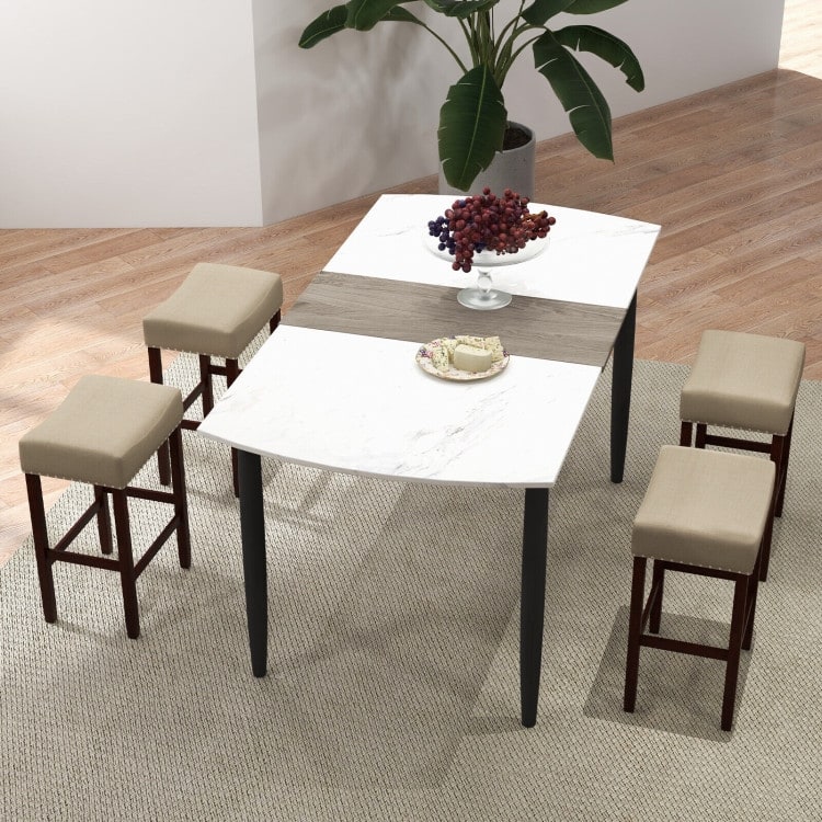 Set of 2 24 Inch Bar Stool with Curved Seat Cushions - 17" x 13" x 24" (L x W x H)