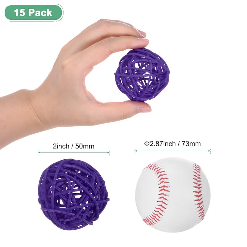 15-Pack Wicker Rattan Balls 2 Inch for Christmas/Weddings/DIY - Purple