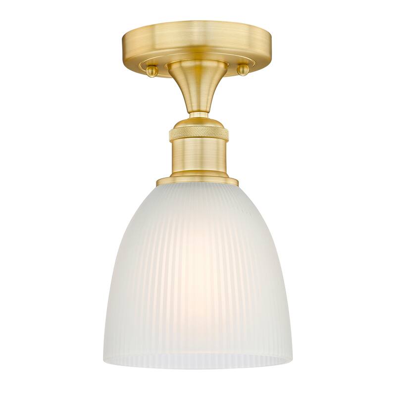 Innovations Lighting Edison Castile - 1 Light 6" Semi-Flush Mount - Satin Gold/White