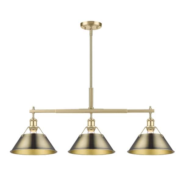 slide 2 of 2, Yep by Golden Lighting Orwell 3-light Island Light in Brushed Champagne Brass and Aged Brass shade - Gold