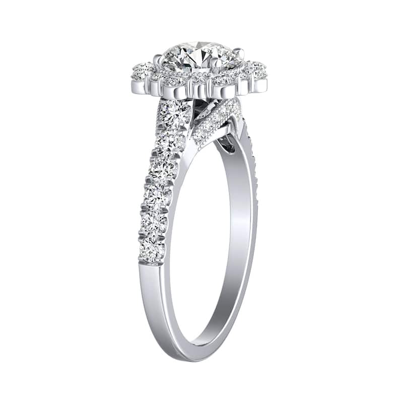 Auriya 14k Gold Vintage 1 1/4ctw Round Halo Diamond Engagement Ring (G-H, VS1-VS2)