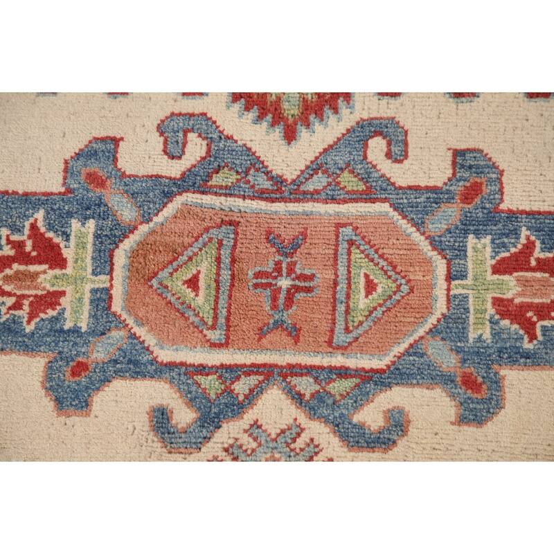 Geometric Kazak Oriental Area Rug Hand-Knotted Traditional Wool Carpet - 8'5"x 11'4"