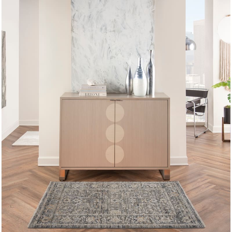 Nourison Nyle Indoor only Grey Persian Area Rug - 2' 6" x 4' 6" - Grey/Blue/Slate - Rectangle