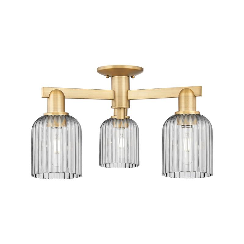 Innovations Lighting 716-3F-11-23 Bridal Veil Semi-Flush Bridal Veil 3 - Brushed Brass / Light Smoke