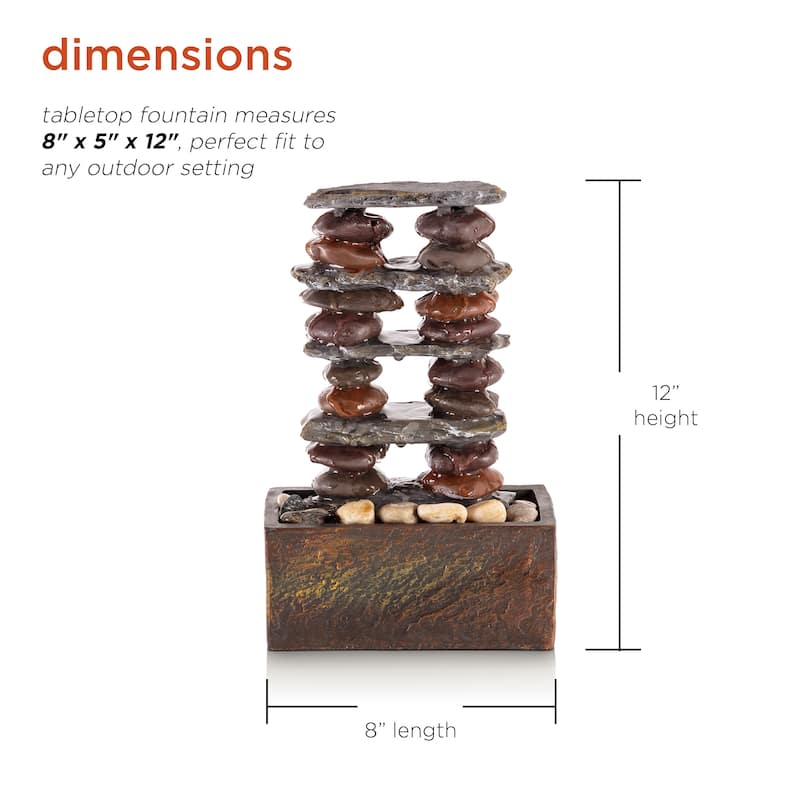 Eternity Tabletop Stacked Rocks Fountain