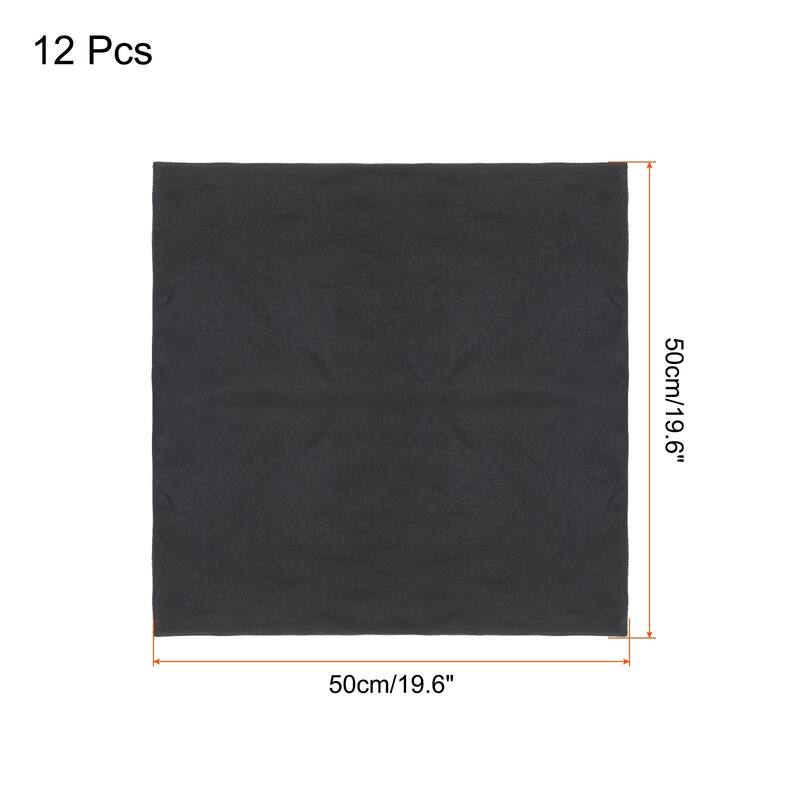 12pcs Satin Table Napkins Polyester Square Bright Table Napkin 20"x20" - Black