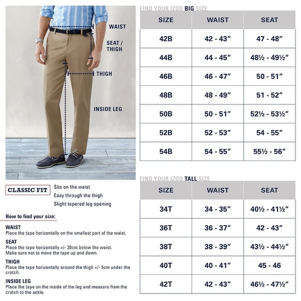 Izod Men/'S Big And Tall Pleated Extended Twill Pant