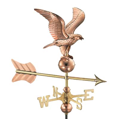 11" Wingspan Eagle Cottage Weathervane - Pure Copper w/Roof Mount by Good Directions