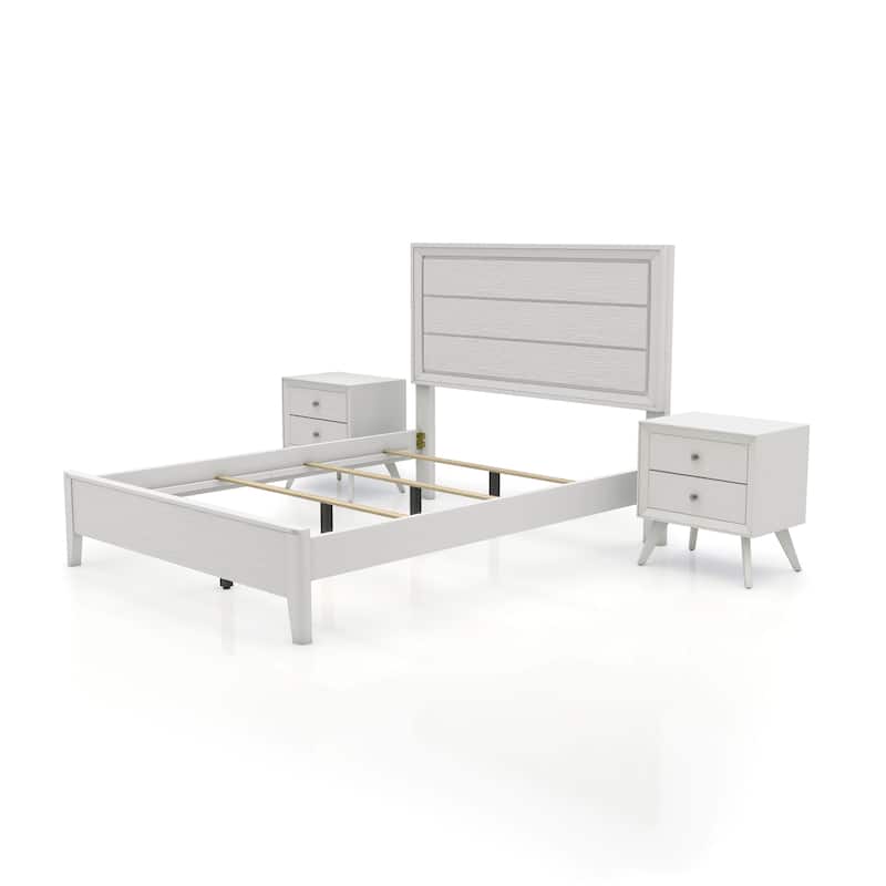 Furniture of America Kawi Modern 3-Piece White Wood Panel Bedroom Set
