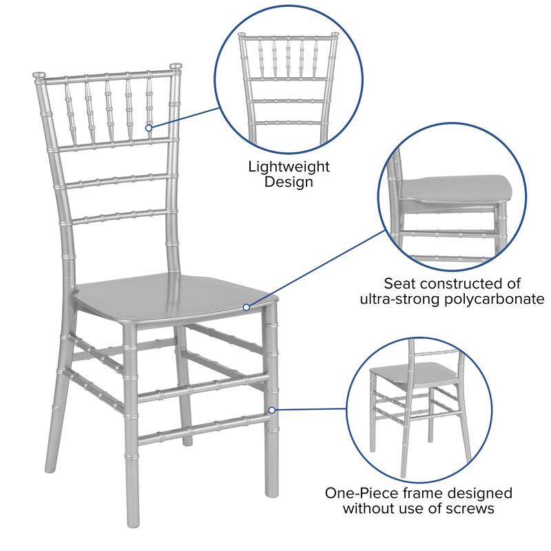 Resin Stackable Chiavari Chair - 15"W x 18.75"D x 35"H - 15"W x 18.75"D x 35"H