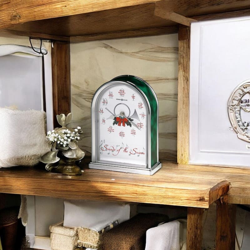 Howard Miller Sounds of the Season Traditional Chiming Mantel Clock with Christmas Melody Chimes