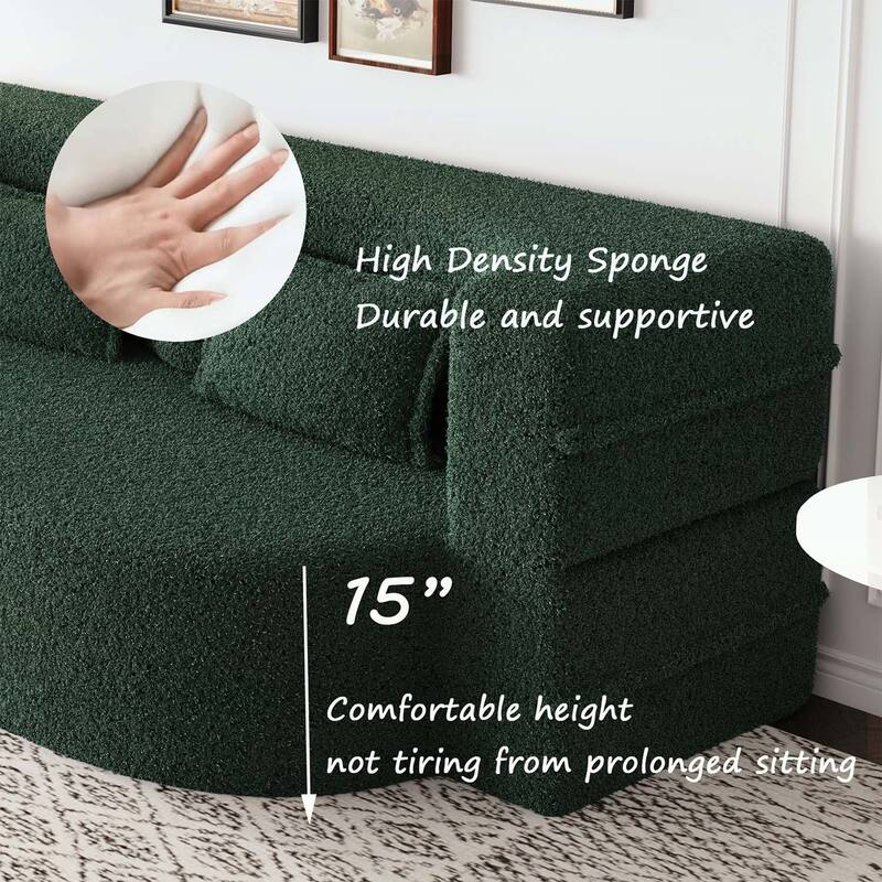 Modern Floor Sofa with 2 Pillows,Convertible Sleeper Sofa Bed
