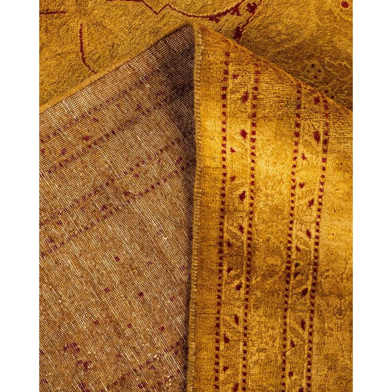 Overton Hand Knotted Wool Vintage Inspired Modern Contemporary Overdyed Gold Area Rug - 6' 2" x 12' 7"