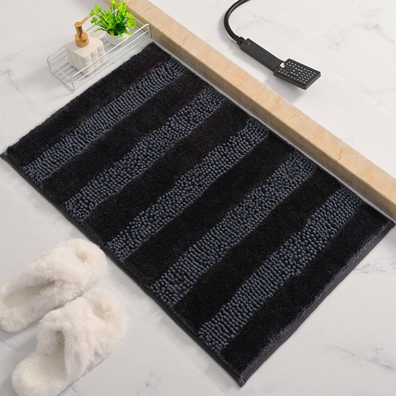 Striped Bathroom Mat Soft Fluffy Chenille Non Slip Absorbent Toilet Baths Rugs Home Gifts