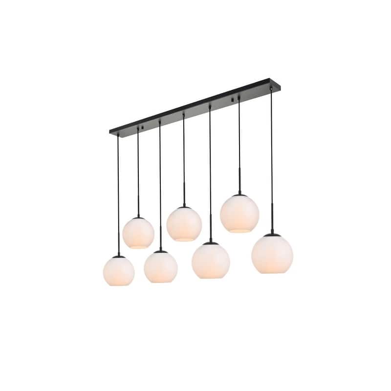 7-Light 54 inch Pendant with Frosted White Glass